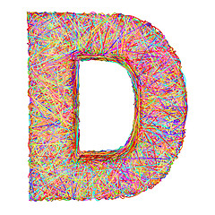 Image showing Alphabet symbol letter D composed of colorful striplines