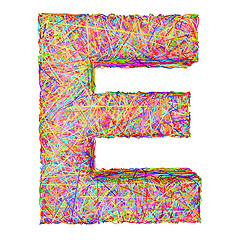 Image showing Alphabet symbol letter E composed of colorful striplines