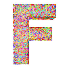 Image showing Alphabet symbol letter F composed of colorful striplines