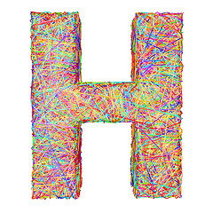 Image showing Alphabet symbol letter H composed of colorful striplines