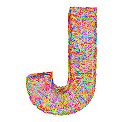 Image showing Alphabet symbol letter J composed of colorful striplines