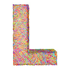 Image showing Alphabet symbol letter L composed of colorful striplines