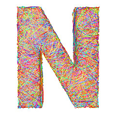 Image showing Alphabet symbol letter N composed of colorful striplines