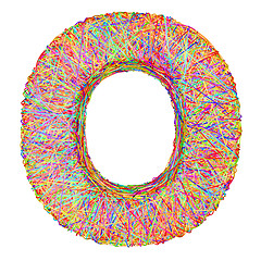 Image showing Alphabet symbol letter O composed of colorful striplines