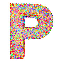Image showing Alphabet symbol letter P composed of colorful striplines