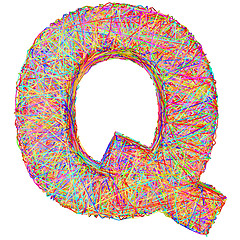 Image showing Alphabet symbol letter Q composed of colorful striplines