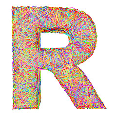 Image showing Alphabet symbol letter R composed of colorful striplines