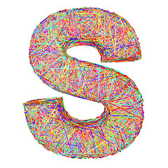 Image showing Alphabet symbol letter S composed of colorful striplines