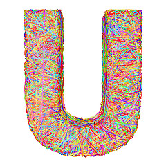 Image showing Alphabet symbol letter U composed of colorful striplines