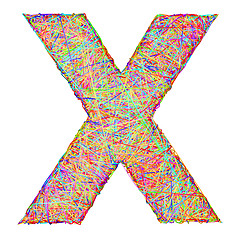 Image showing Alphabet symbol letter X composed of colorful striplines