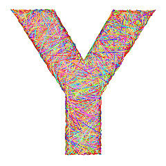 Image showing Alphabet symbol letter Y composed of colorful striplines