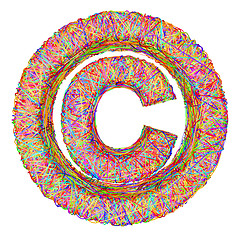 Image showing Copyright sign composed of colorful striplines isolated on white