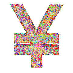 Image showing Yen sign composed of colorful striplines isolated on white