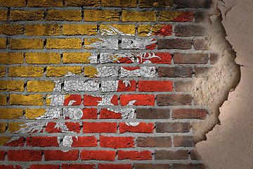 Image showing Dark brick wall with plaster - Bhutan