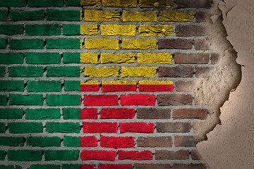 Image showing Dark brick wall with plaster - Benin