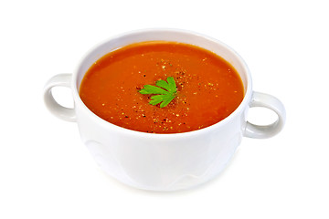 Image showing Soup tomato in white bowl