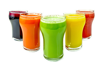 Image showing Juice vegetable in five glassful