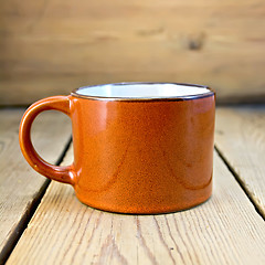 Image showing Mug brown on wooden board