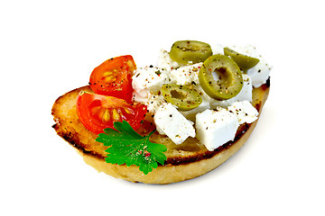 Image showing Sandwich with feta and olives