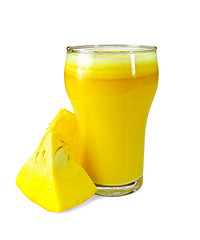 Image showing Juice pumpkin with slices
