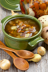 Image showing Soup with Chanterelle Mushrooms