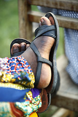 Image showing Feet of an African man resting