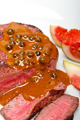 Image showing green peppercorn beef filet mignon