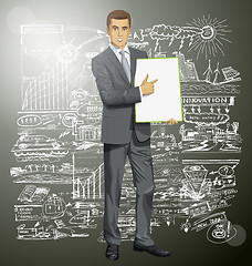 Image showing Vector Businessman With Empty Write Board