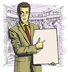 Image showing Vector Businessman With Empty Write Board