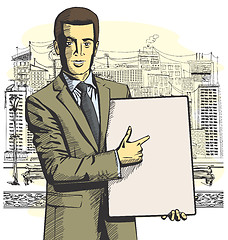 Image showing Vector Businessman With Empty Write Board