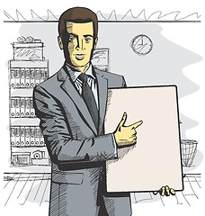 Image showing Vector Businessman With Empty Write Board