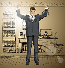 Image showing Vector Businessman With Hands Up 06