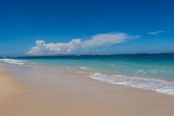 Image showing Beautiful tropical beach with lush vegetation