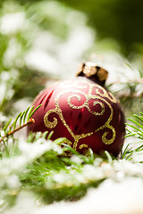 Image showing Christmas background with baubles and craft