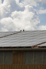 Image showing Photovoltaic solar panels on a roof