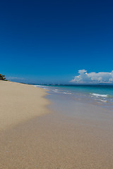 Image showing Beautiful tropical beach with lush vegetation