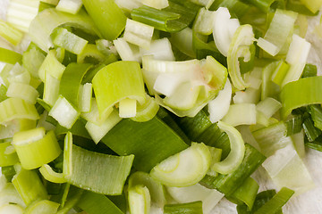 Image showing Diced fresh leeks