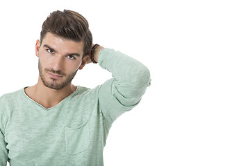 Image showing young man in casual fashion on white