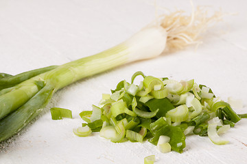 Image showing Diced fresh leeks