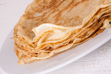 Image showing Delicious Pancakes on Plate Served