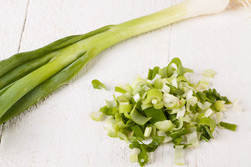 Image showing Diced fresh leeks