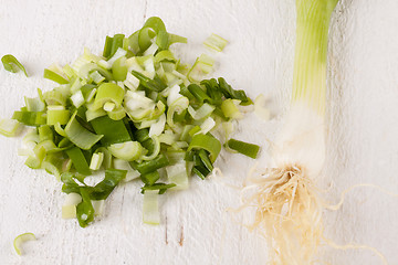 Image showing Diced fresh leeks