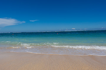 Image showing Beautiful tropical beach with lush vegetation