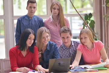 Image showing happy teens group in school