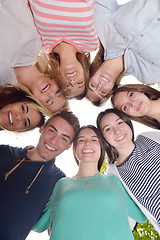 Image showing young friends staying together outdoor in the park