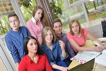 Image showing happy teens group in school