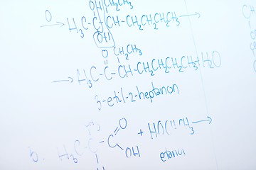 Image showing chemical molecule structure on white boar