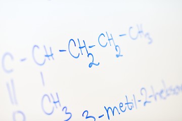 Image showing chemical molecule structure on white boar