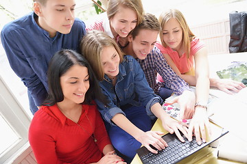 Image showing happy teens group in school