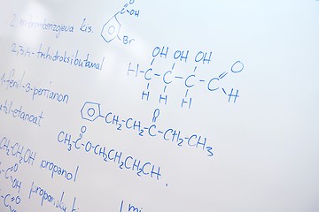 Image showing chemical molecule structure on white boar